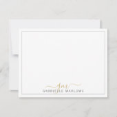Carte de note Initiales Monogramme Or Script Moder (Devant)