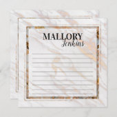 Carte de note Iridescente en marbre rose (Devant / Derrière)