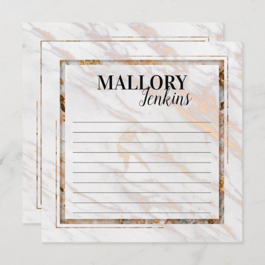 Carte de note Iridescente en marbre rose (Devant / Derrière)