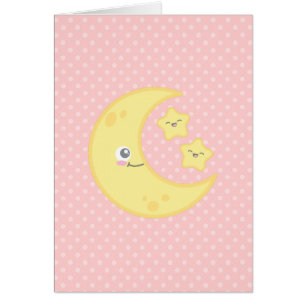 Carte de note Kawaii Moon et Stars