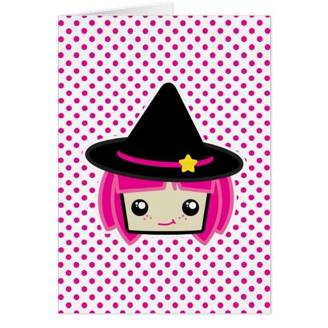 Carte de note Kawaii Pink Haired Witch (Devant)