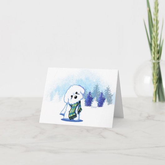 Carte de note KiniArt Winter Bichon Frise (Devant)