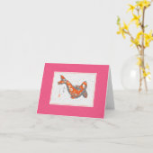 Carte de note KOI Fish on PINK (Fleur jaune)
