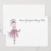 Carte de note Little Ballerina rose Merci (Devant / Derrière)