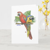 Carte de note Macaws Tropical (Fleur jaune)