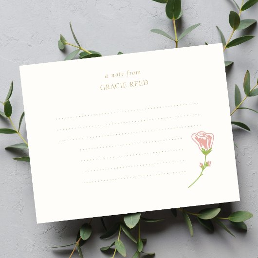 Carte de note manuscrite à Mariage Rose chic