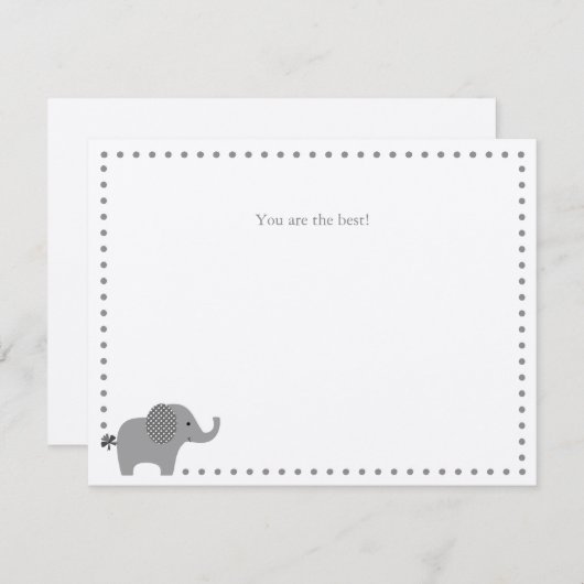 Carte de note Merci à l'éléphant mignon (Devant / Derrière)