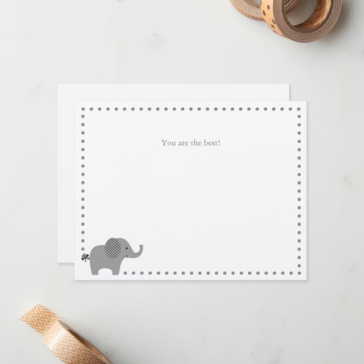 Carte de note Merci à l'éléphant mignon (Devant/Arrière en situation)