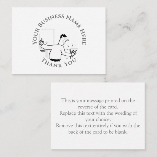 Carte de note Merci au plombier (Devant / Derrière)