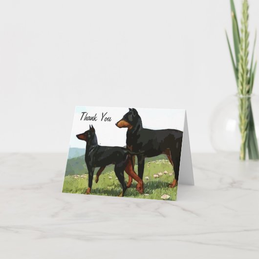 Carte de note Merci Doberman Peint vintage (Devant)