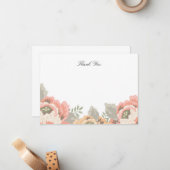 Carte de note Merci Floral vintage (Devant/Arrière en situation)