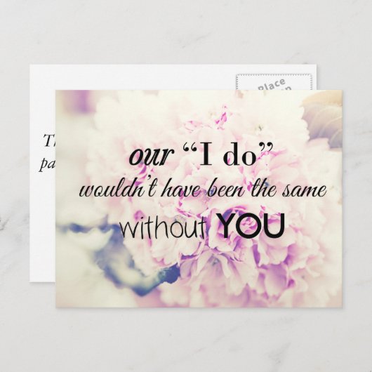 Carte de note Merci mariage (Devant / Derrière)