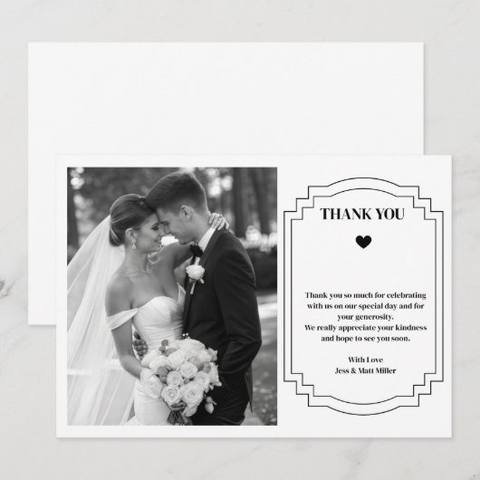 Carte de note Merci mariage (Devant / Derrière)