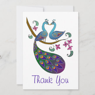 Carte de note Merci Peacock (Kantha /white)