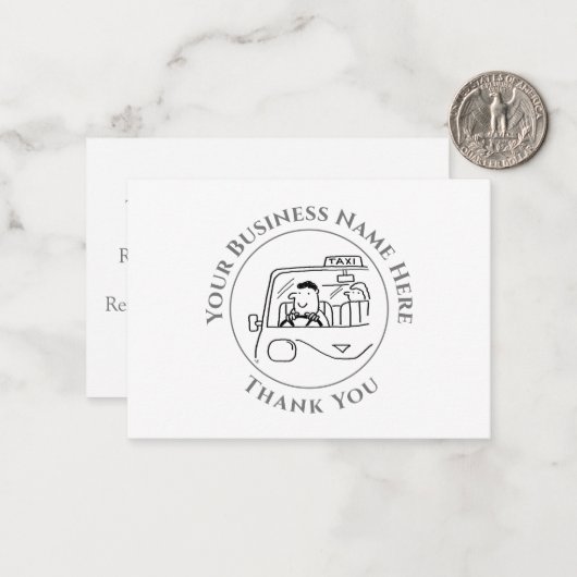 Carte de note Merci Taxi Services (Devant/Arrière en situation)