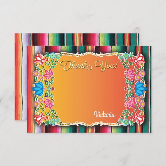 Carte de note mexicaine Fiesta Merci (Devant / Derrière)