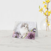 Carte de note mignonne de chaton (Fleur jaune)