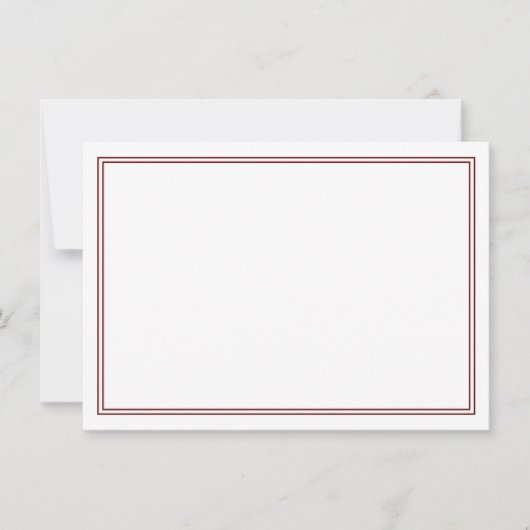 Carte de note minimale bordeaux à double bordure (Devant)