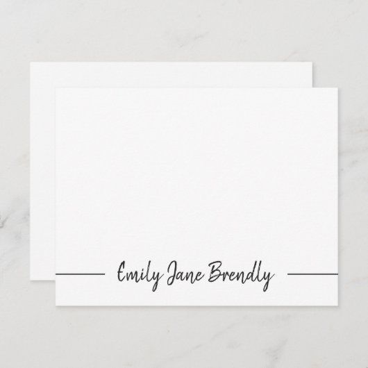 Carte de note moderne à main noir blanc blanc (Devant / Derrière)