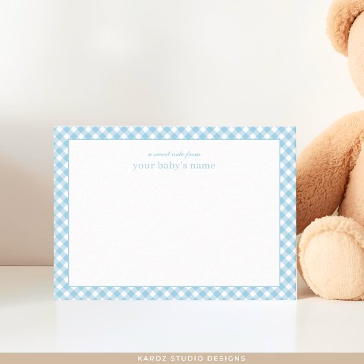 Carte de note moderne Blue En vichy Baby Nursery