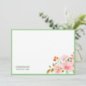 Carte de note moderne chic pastel Blush Pink Green (Debout devant)