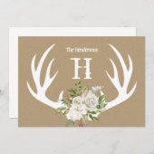 Carte de note Monogram pour Antlers Papier Kraft (Devant / Derrière)