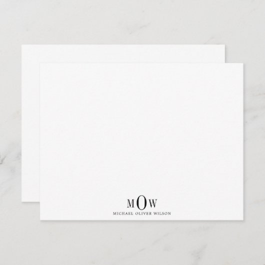 Carte de note Monogramme de 3 lettres moderne (Devant / Derrière)