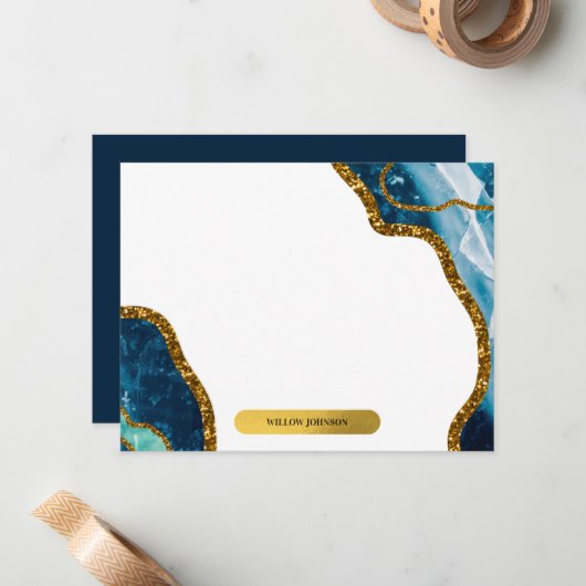 Carte de note Monogramme de Parties scintillant de (Devant/Arrière en situation)