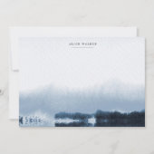 Carte de note Monogramme de paysage bleu aquarelle (Devant)