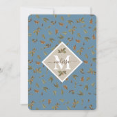 Carte de note Monogramme Feuille Dusty Blue Rustic (Devant)