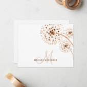 Carte de note Monogramme Fleurs Rustiques (Devant/Arrière en situation)