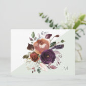 Carte de note Monogramme Florale Automne (Debout devant)