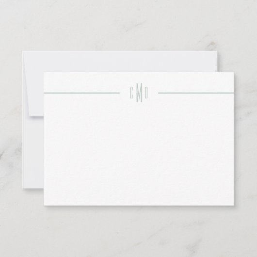 Carte de note Monogramme minimale pour feuille Mon (Devant)