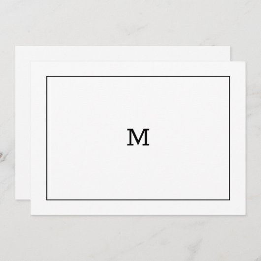 Carte de note Monogramme noir et blanc classique (Devant / Derrière)