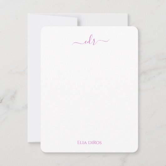 Carte de note Monogramme rose et violet Waves (Devant)