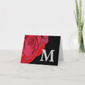 Carte de note Monogramme Rose rouge (Devant)