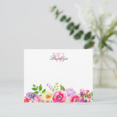 Carte de note Monogramme rose vif violet rose (Debout devant)