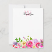 Carte de note Monogramme rose vif violet rose (Devant)