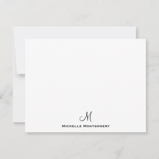 Carte de note Monogramme Simple Script Design Mode (Devant)