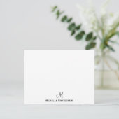 Carte de note Monogramme Simple Script Design Mode (Debout devant)