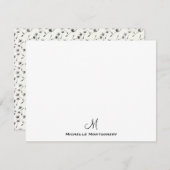 Carte de note Monogramme Simple Script Design Mode (Devant / Derrière)