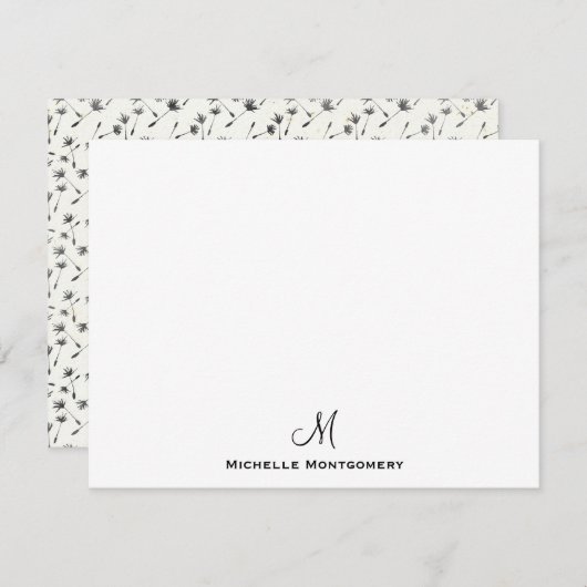 Carte de note Monogramme Simple Script Design Mode (Devant / Derrière)