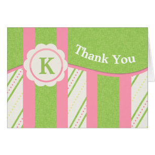 Carte de note Monogramme Sorbet Stripes and Dots