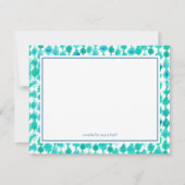Carte de note monographique turquoise aquarelle (Devant)