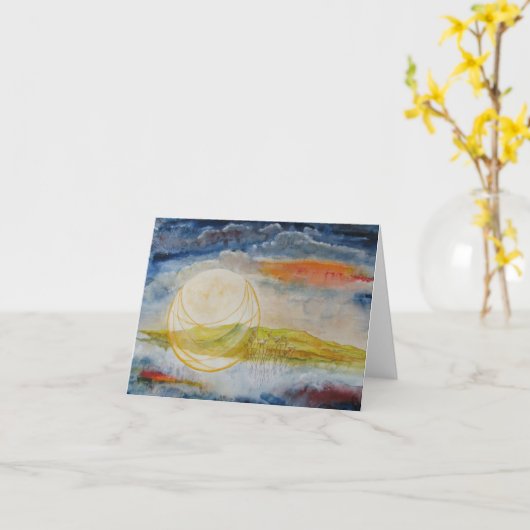 Carte de note "Moon de récolte" (Fleur jaune)