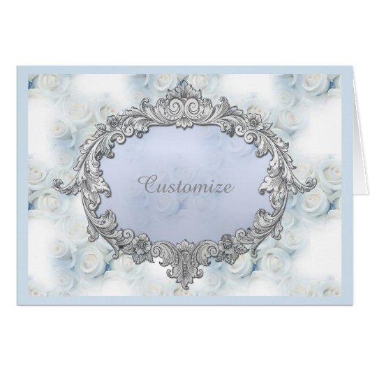 Carte de note Motif de Roses blanches d'hiver pers (Devant Horizontal)