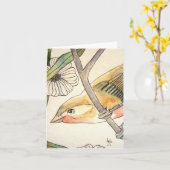 carte de note no 2 de l'oiseau en fleurs (Fleur jaune)