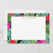Carte de note noire à impression tropicale chic (Devant)