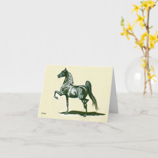 Carte de note noire de cheval de Saddlebred (Fleur jaune)