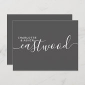 Carte de note noire Monogramme Mariage de nom Coup (Devant / Derrière)